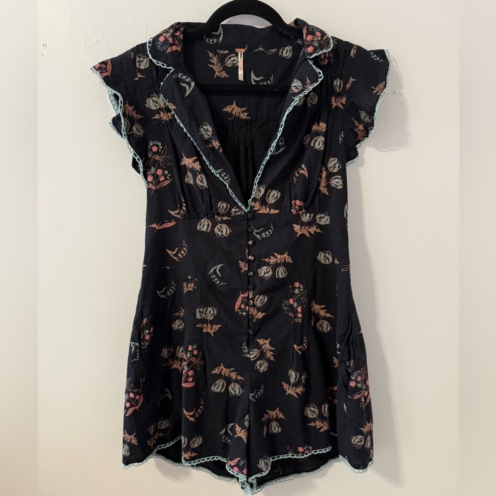 Free People Good Things Floral Embroidered Romper - Picture 5 of 8